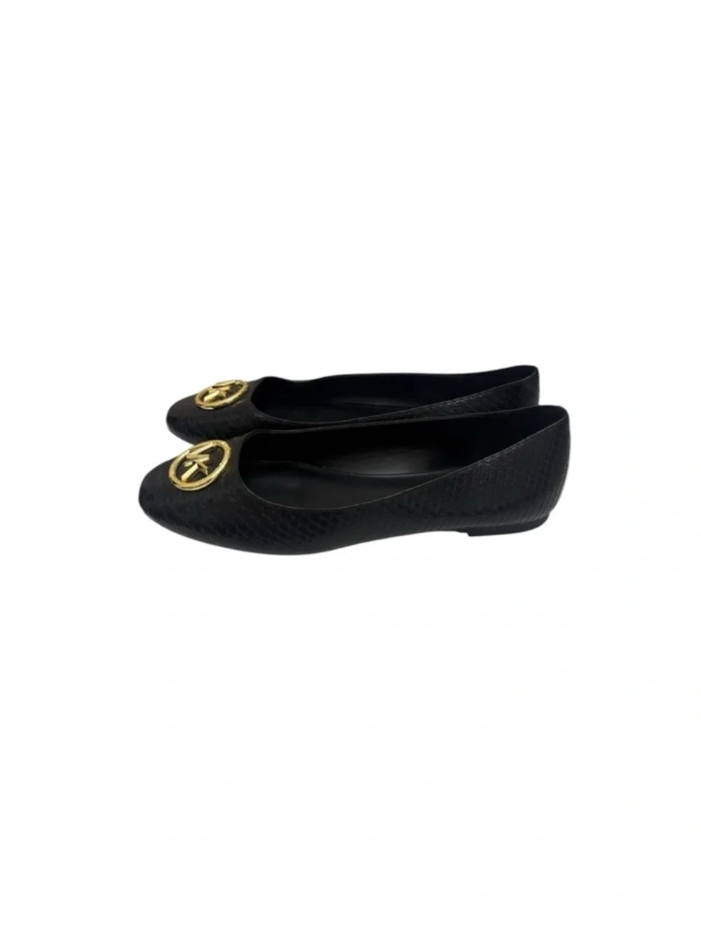 Micheal Kors NWOT classic black faux snake print man made ballet flat shoes 9 - Picture 7 of 14